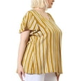 thumbnail image 4 of Unique Bargains Women's Plus Size Blouses Short Sleeve Loose Stripe Top, 4 of 7