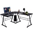 thumbnail image 1 of Costway L-Shape Computer Desk PC Wood Laptop Table Workstation Corner Office Black, 1 of 8