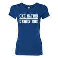 thumbnail image 2 of Wild Bobby One Nation Under God Inspirational/Christian Women Slim Fit Junior Tee, Royal, Medium, 2 of 5