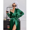 thumbnail image 3 of Ekouaer Silk Robes for Women Shawl Collar Satin Bathrobe Long Bride Wedding Party Robe Lightweight Sexy Sleepwear, 3 of 6