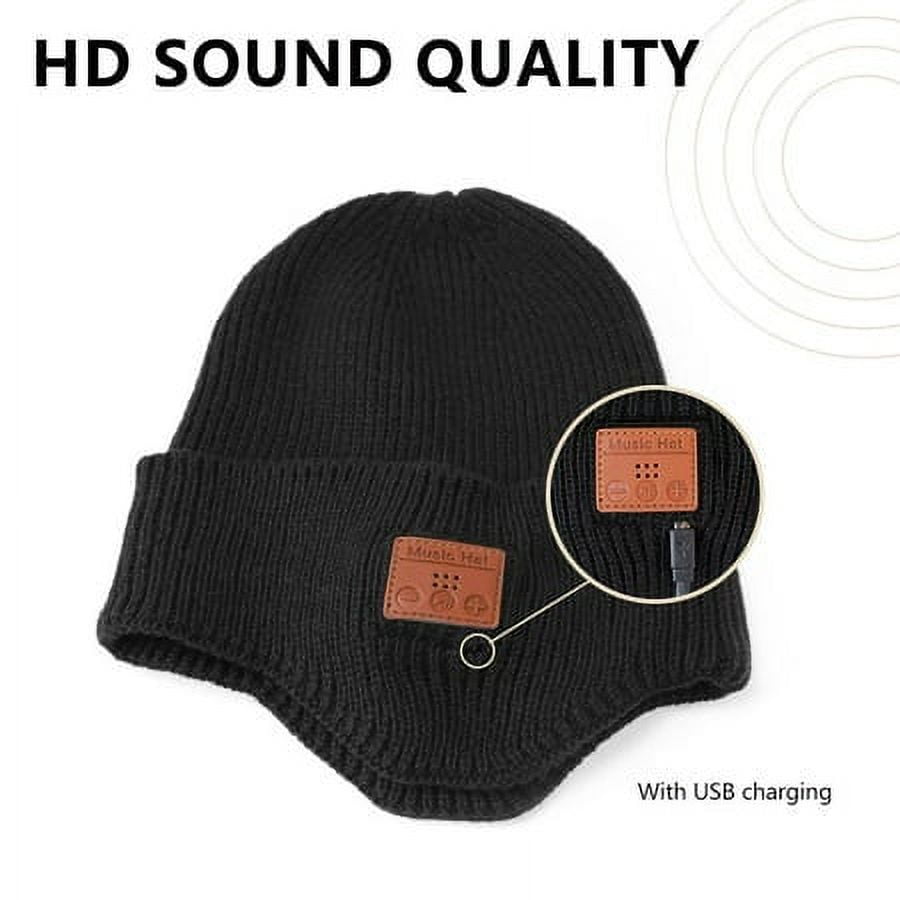 Morttic Unisex Bluetooth Beanie Hat, Winter Warm Earflap Hat
