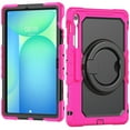 thumbnail image 2 of for Samsung Galaxy Tab S10 FE Plus 2025 Kids Case Heavy Duty Rugged Shockproof Silicone Hybrid Protective Case Cover Rotating Ring Stand Hand Grip+Pencil Holder+Screen Protector, Rose+Black, 2 of 6