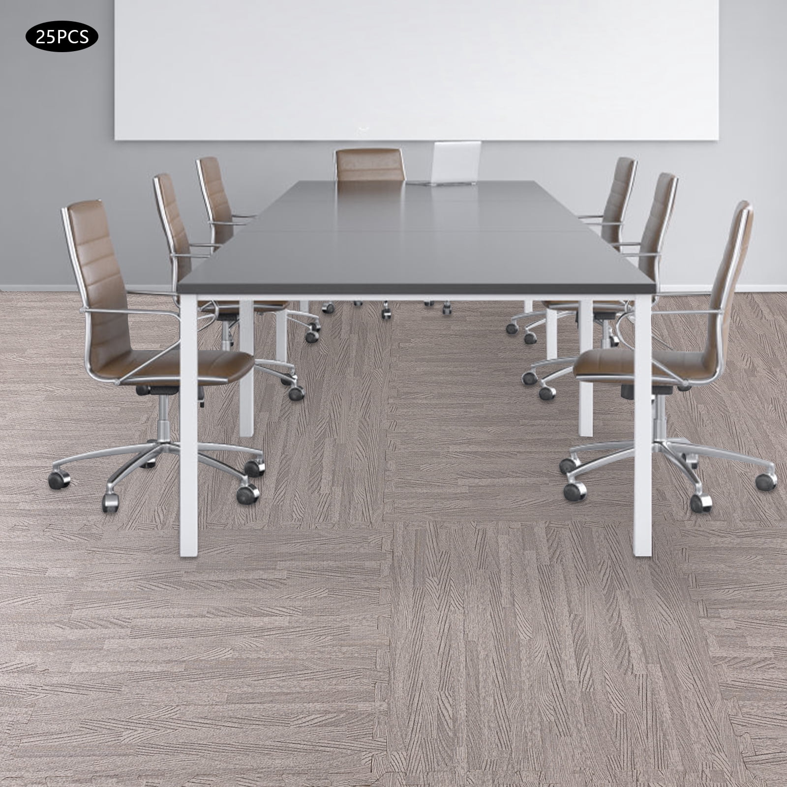 25-Pack Grey Wood Grain Foam Floor Mats 24x24 Inch Each EVA & PE Interlocking Tiles for Home Gym, Playroom