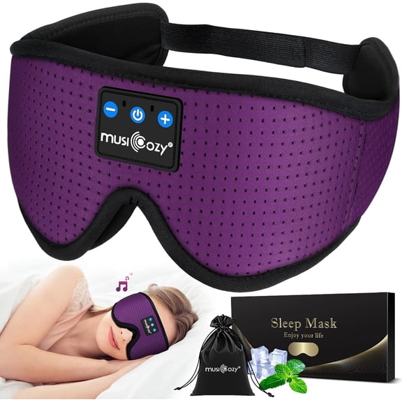 Bluetooth 5.4 Sleep Headphones, 3D Breathable Wireless Music Eye Mask, Sleeping Headphones with Headband for Side Sleepers, Women, Men, Air Travel, Unique Tech Gifts