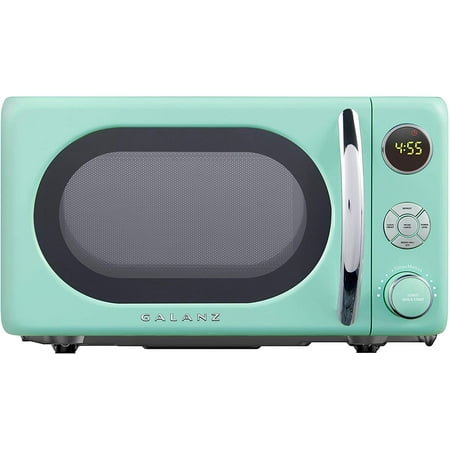

Galanz GLCMKZ07GNR07 Retro Countertop Microwave Oven with Auto Cook & Reheat Defrost Quick Start Functions Easy Clean with Glass Turntable Pull Handle.7 cu ft Green