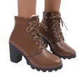 thumbnail image 4 of Babysbule Womens Shoes Clearance, Autumn And Winter Thick Heel Lace Pp Nude Boots High Heel Ankle Boots Women, 4 of 8