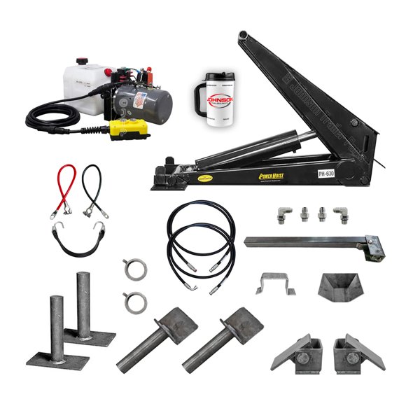 Johnson Trailer Parts 12 Ton (24,000 lb) Hydraulic Scissor Hoist Kit | Perfect for 18' - 24" Dump Beds & Trailers