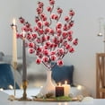 thumbnail image 5 of Christmas Picks Floral Picks Artificial Red Berry Stems Branches Fake Christmas Tree Picks Xmas Valenintes Wreath Crafts Decorations 1PACK, 5 of 5