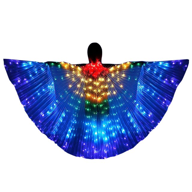 FLhrweasw Luces LED Danza Del Vientre Isis Wing Ropa Rendimiento Con Palos (Multi Adulto)