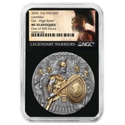 Niue 2025 Leonidas $5 2-oz High Relief Silver Antiqued & Gold Gilded NGC MS70 Legendary Warriors Label Retro Core