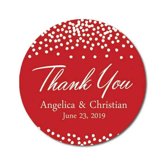 Darling Souvenir Round Sparkles Thank You Stickers Personalized Wedding Bride Groom Names And Date Envelope Seals-45 Pcs
