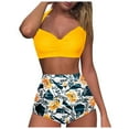 thumbnail image 4 of Hessimy High Waisted Bikini Set for Women Two Piece Tummy Control Vintage Swimsuit Retro Halter Bathing Suit with Bottom(Yellow,S), 4 of 9