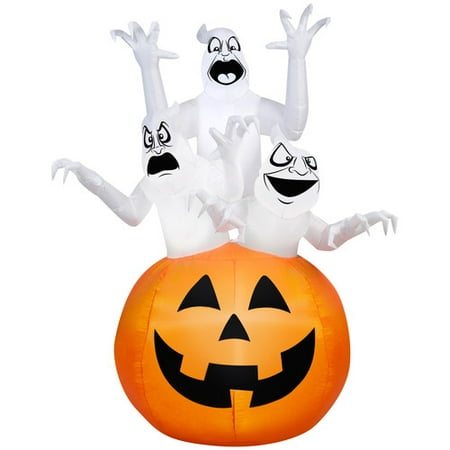 Gemmy Airblown Inflatable 6' X 4' Ghost Trio Halloween Decoration