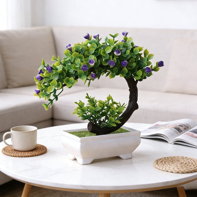 Realistic Fake Potted Plant with Bendable Stems, Maintenance-Free Artificial Flower – Weighted Bottom Indoor Decor for TV Stand Dining Table Shop Window Display