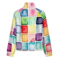 thumbnail image 6 of Jackets for Women Winter Coat Jackets Flannel Stand Collar Jacket(Colorful Watercolor Squares Pattern,Size:S-4XL), 6 of 7