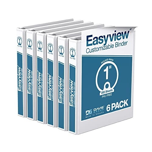Fichas Davis Group EasyView Premium 1' c/visión clara 6/pqt anilla redonda blanco