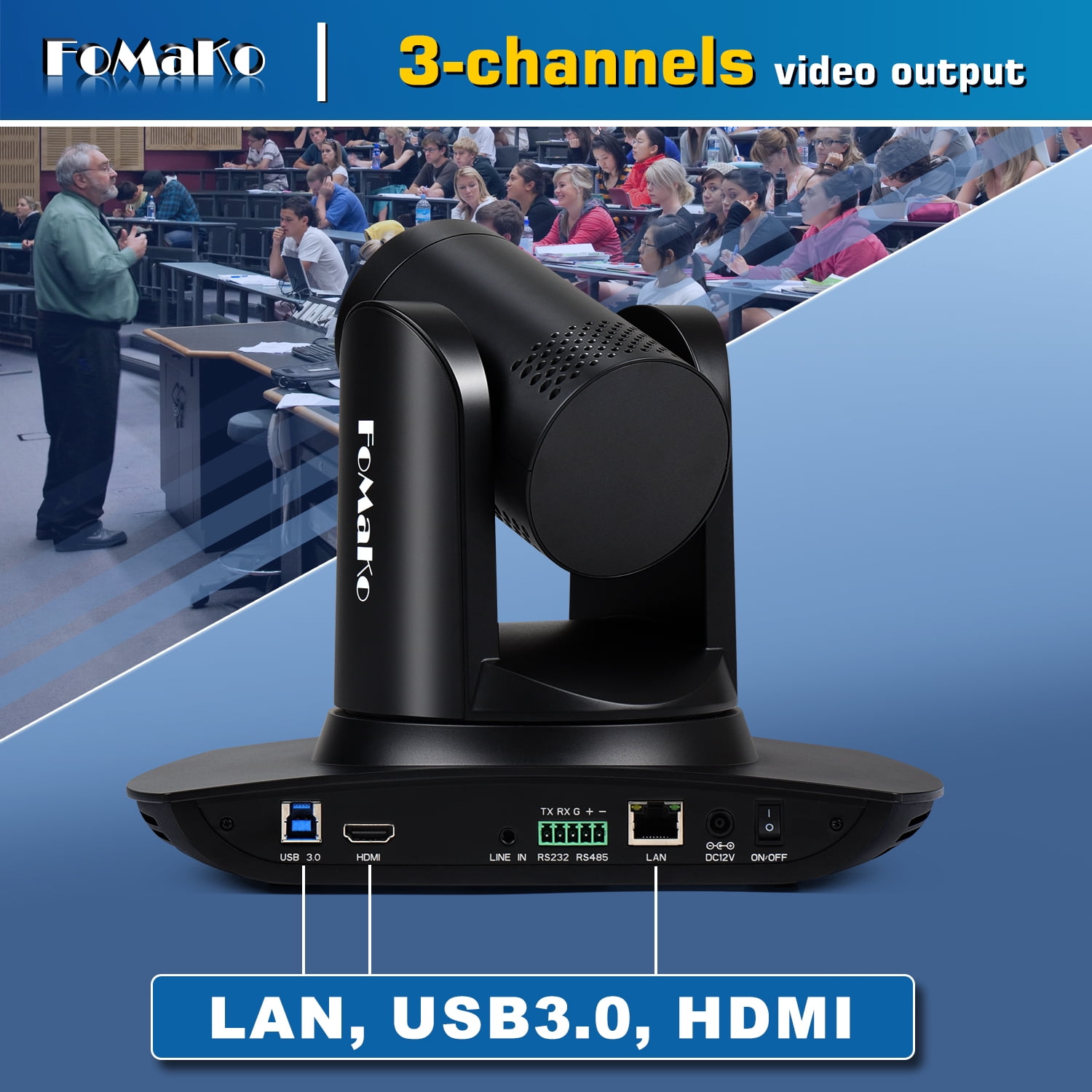 FoMaKo 20X AI Auto Tracking 1080P Camera Bundle(FMK12UH Pro(20x)-B x4+KC601+KC608 Pro)