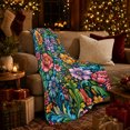 thumbnail image 3 of Blue Floral Oil Painting Autumn Harvest Scene, Cozy Pet Portrait Pattern, Warm Flannel Blanket for Living Room and Bedroom, Cat Lovers Thanksgiving Gift, Pet Lover Home Decor, 3 of 9