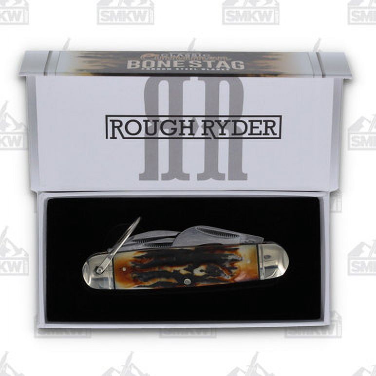 Rough Ryder Knives Rough Ryder Classic Cinnamon Bone Stag Kamp King Folding Knife