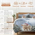 thumbnail image 6 of Christmas Xmas Bedding Duvet Cover Set Queen Size 4 Pieces Cow Pine Tree Winter Bedding Set with Zipper Closure, 1 Comforter Cover 90x92 Inches 1 Flat Sheet & 2 Pillow Cases, 6 of 7