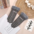 thumbnail image 2 of ZACPNCV Women Reflective Zipper Gloves Plush Thick Warm Windproof Cycling Driving Electric Car Skiing Outdoor Gloves Gray, 2 of 3