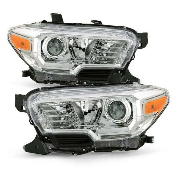 AKKON - Fits 2016-2022 Toyota Tacoma SR/SR5 Models w/o DRL Projector Chrome Headlights Pair Driver   Passenger