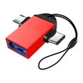 thumbnail image 2 of Household Hotel Phone USB to Type-c Adapter Portable High Adapter Speed Low Delay Keyboard Flash Disk OTG Converter with Lanyard Red, 2 of 8