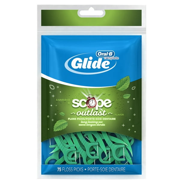 Oral-B Glide Complete with Scope Outlast Dental Floss Picks, 75 ct - Walmart.com - Walmart.com