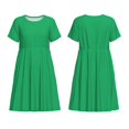 thumbnail image 3 of Bixox Robe d'Été à Manches Courtes pour Femmes Robe Ample Longueur Genou avec Poches-Vert Forêt, 3 of 7