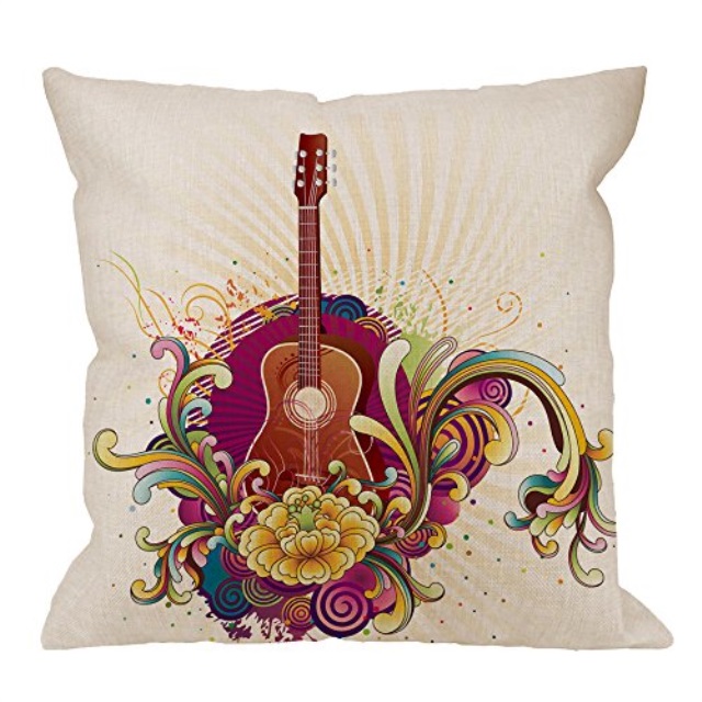 HGOD DESIGNS Guitar Pillow Cover,Decorative Throw Pillow Musical theme