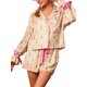 thumbnail image 1 of Pijamas navideños 2025 para mujer, pajarita, camisa de manga larga, pantalones cortos, satén de seda, divertido conjunto de pijama de 2 piezas con gráficos, ropa de dormir, 1 of 5