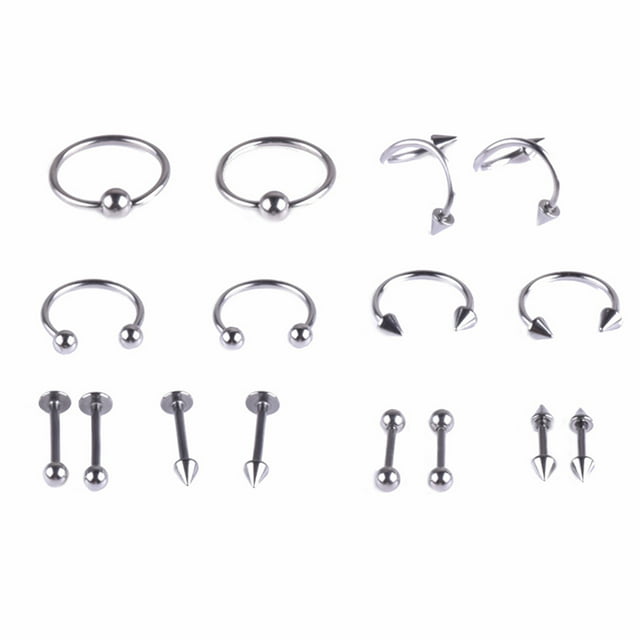 16PCS Body Piercing Set Fashion Universal Piercing Jewelry Set Body Jewelry Set