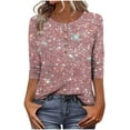 thumbnail image 2 of ClodeEU Womens Sequin T Shirts,Crew Neck 3/4 Length Sleeve Blouse ,Fall Fashion Clothes Pink,Womens Plus XL, 2 of 5