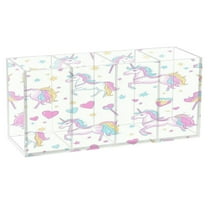 Unicorns and Magic Wands Acrylic Pen Holder 4 Compartments Clear Pencil Organizer Cup Makeup Brush Holder for Office Desktop Dorm Home