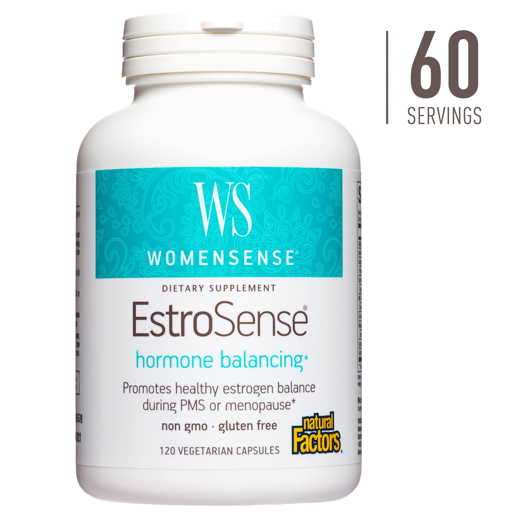 WomenSense EstroSense by Natural Factors, Natural Supplement to Support Estrogen and Hormone Balance During PMS or Menopause, Vegan, Non-GMO, 120 Capsules
