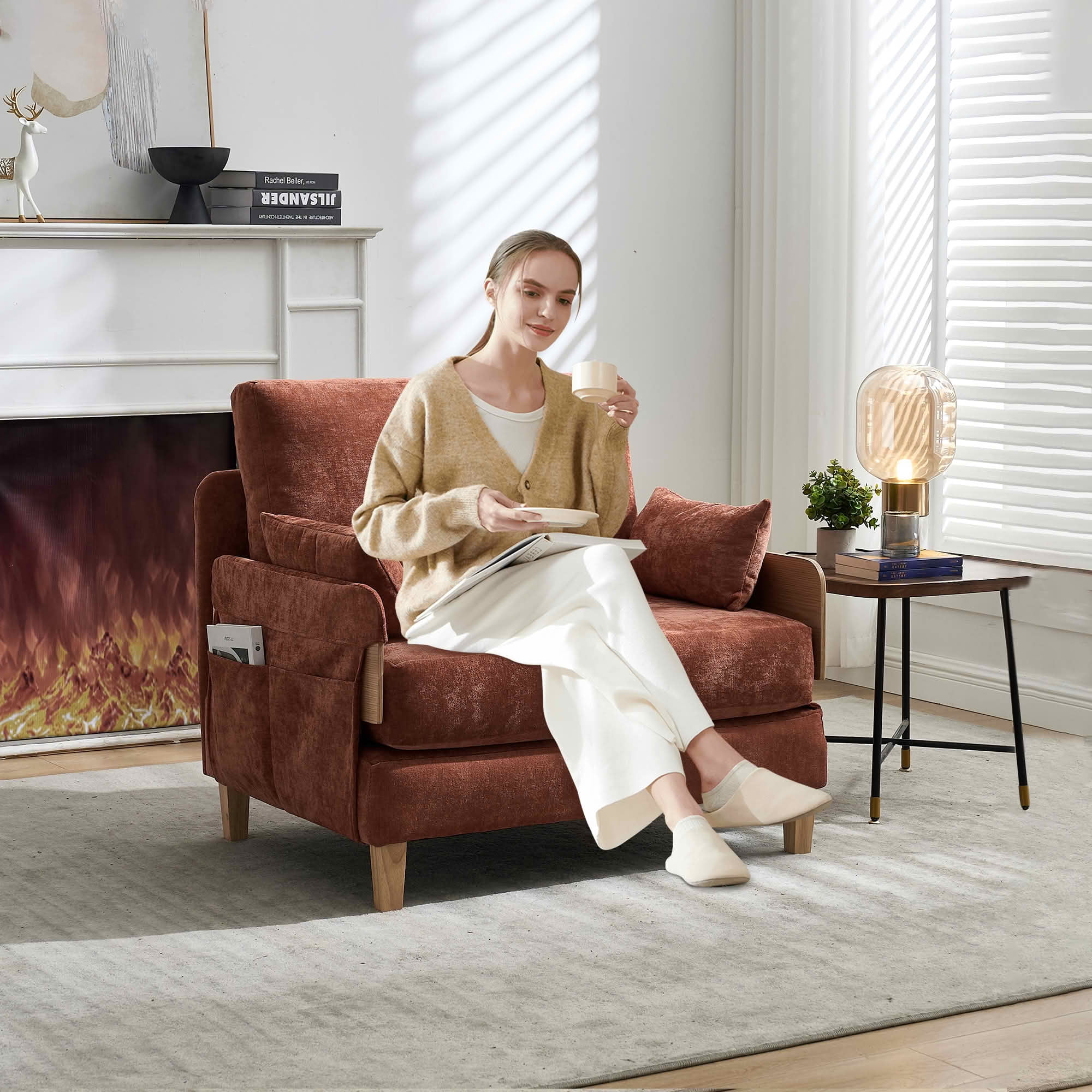 MAYEERTY Mid-Century 3-in-1 Sofa Bed, Foldable Convertible Sleeper Couch with Pillows for Small Bedroom & Apartment
