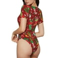thumbnail image 3 of Easygdp X-Mas And New Year Women'S Waist-Cinching Short-Sleeved Onesie, Olastic Onesiet,Snaps At Bottom,Easy To Put On And Take Off - Small, 3 of 9