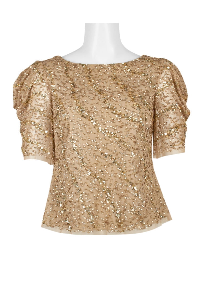 alex evenings embellished mesh blouse