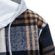 thumbnail image 2 of Camisas Manga Larga Hombre Cárdigan de camisa de manga larga con capucha y botones a cuadros de lijado informal a la moda de primavera y otoño para hombre (Navy, M), 2 of 7