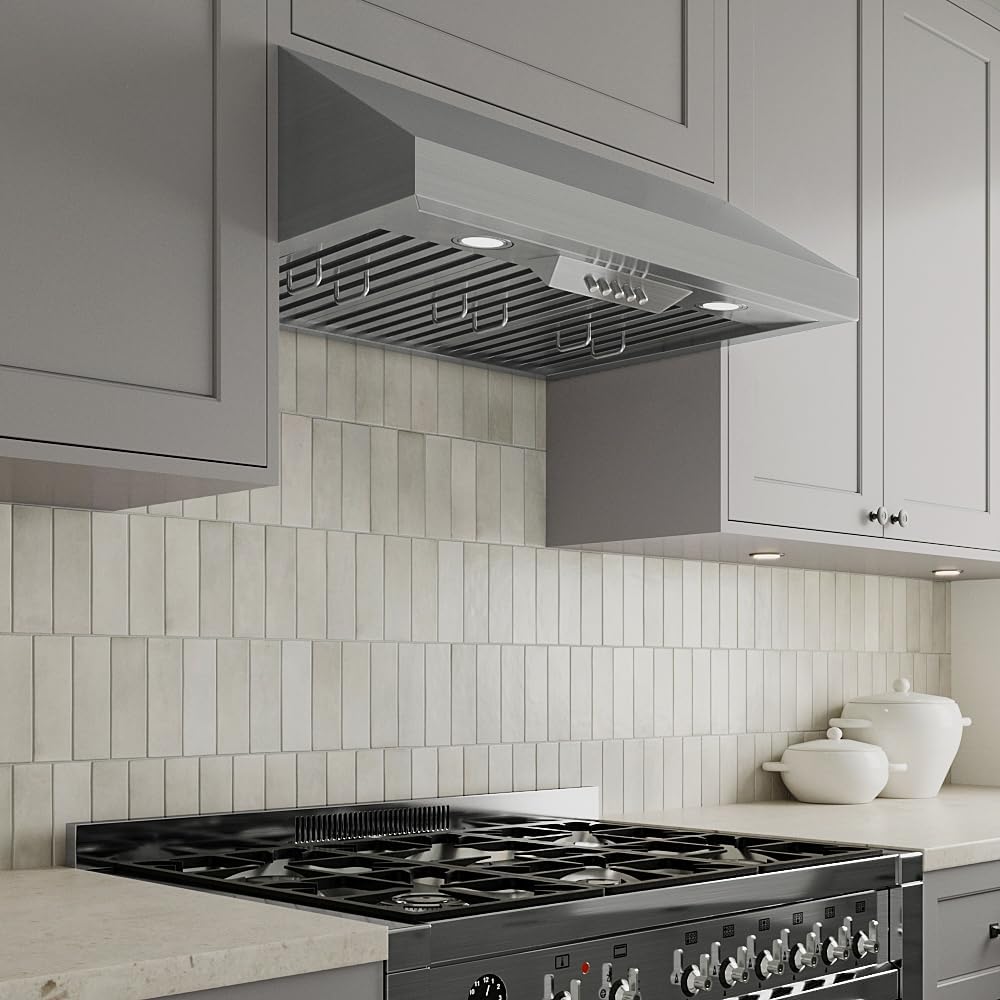 Streamline 30 in. Anfo Convertible Undermount 406 CFM Range Hood in Brushed Stainless Steel with Baffle Filters, Push Button Control, LED Lights