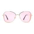 thumbnail image 1 of Womens Pop Color Lens Classic Metal Rim Butterfly Sunglasses Gold Pink, 1 of 4