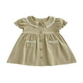 thumbnail image 1 of PENGXIANG Baby Girl Doll Collar Dress  Short Sleeve Button Closure A-Line Dress, 1 of 9