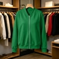 thumbnail image 5 of Jacket Plus Size Packable Women's Solid Color Casual Sporty Winter/Outerwear Fashion Zippered Long Sleeve Pocket Sweatshirt Green Xxl, 5 of 7