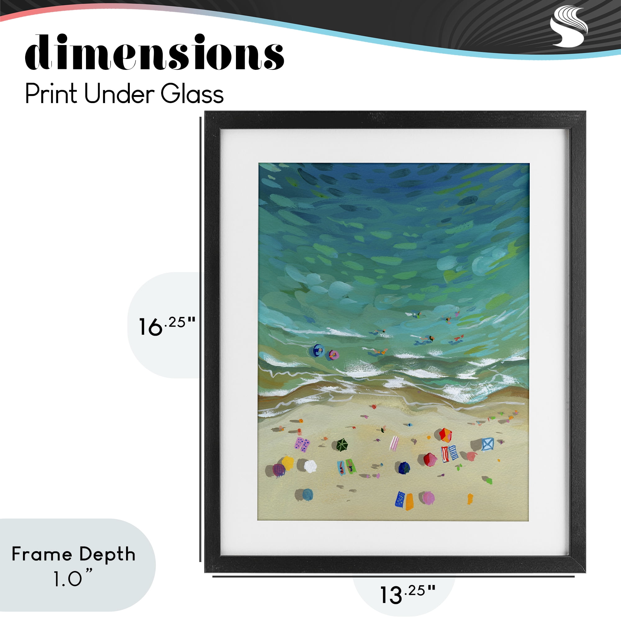 Stupell Industries Aerial Beachside with Umbrellas Black Framed Print Under Glass, design by Brook Page