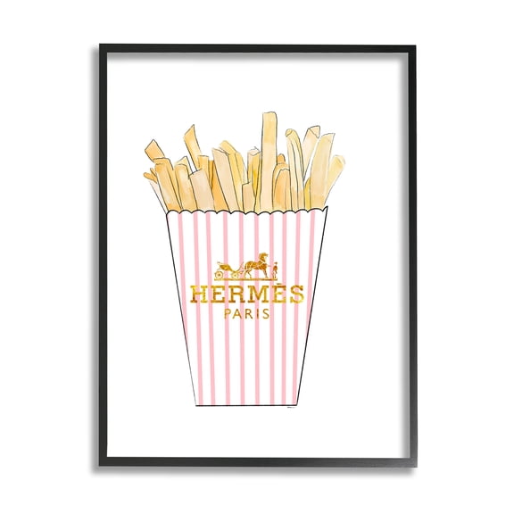Stupell Industries Glam Pink Fashion Fries Food & Beverage Painting Black Framed Art Print Wall Art, 11 x 14