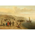 thumbnail image 2 of Cornelis Beelt 14x11 Gold Ornate Wood Frame and Double Matted Museum Art Print Titled - A Beach Scene with Fishermen and Their Boats, 2 of 4