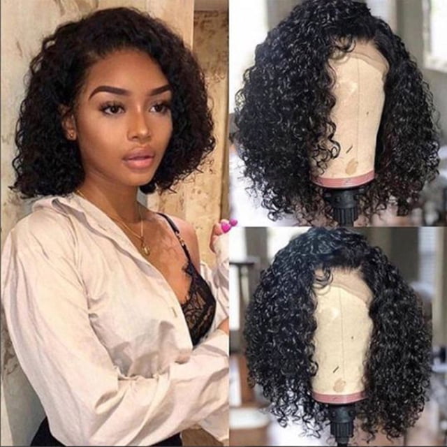 Pelucas De Cabello Ondulado Corto Para Mujeres Pelucas De Cabello Humano Rizado Pelucas Delanteras De Encaje De Cabello Humano Corto ANGGREK No