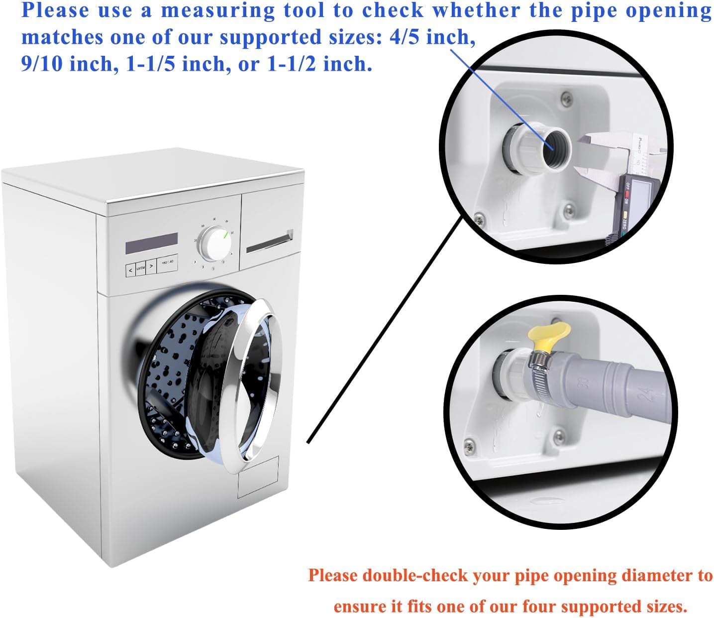 10ft Washing Machine Drain Hose Extension Kit - Universal for Washer, Dishwasher & Dehumidifier, 7-Piece Set with U-Bracket, 4 Clamps & Adapter