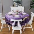 thumbnail image 2 of Purple Gold Marble Pattern Round Tablecloth 60"x60",Wrinkle Wipeable Table Cloth for Kitchen Dining Room Picnic Patio Party, 2 of 6