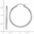 thumbnail image 2 of Beautiful 14K White Gold Knife Edge Diamond-cut 2.5x25mm Hoop Earrings, 2 of 2